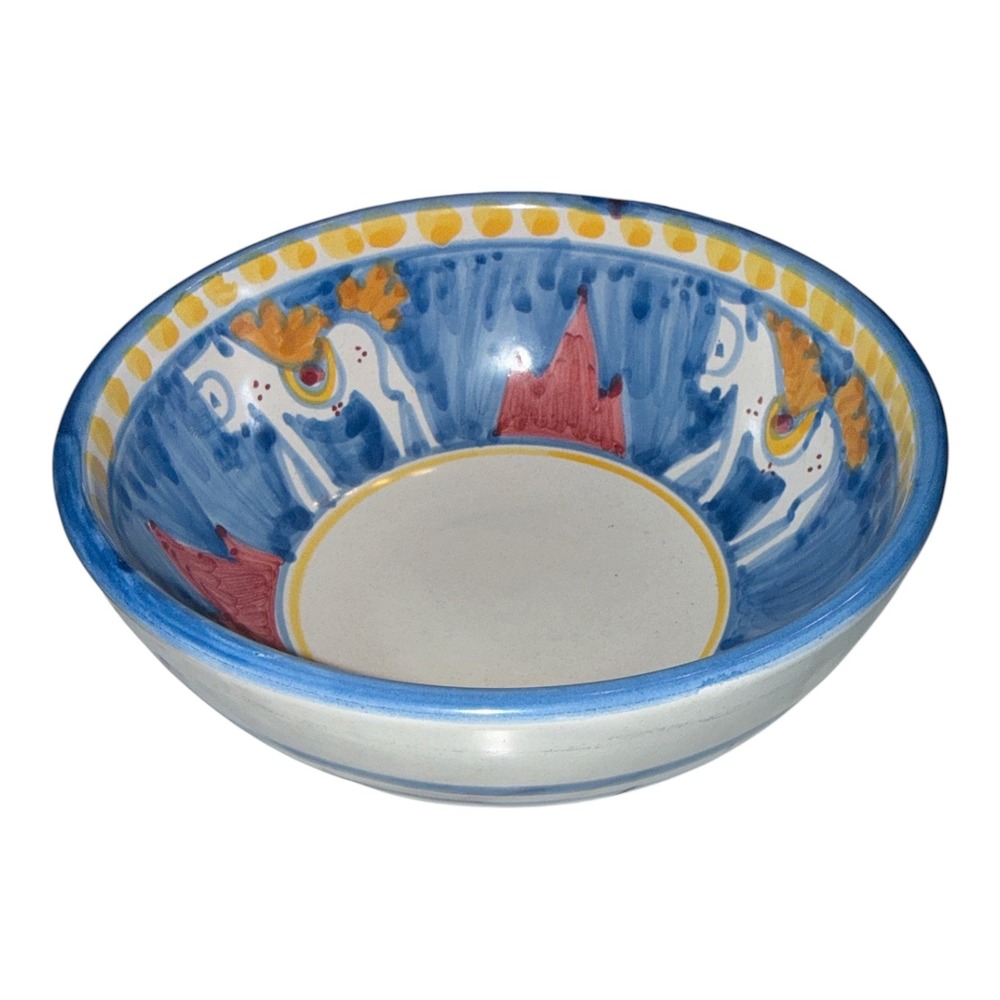 Vietri Campagna Cavallo Horse Cereal Bowl Hand Painted Italian Ceramic Blue